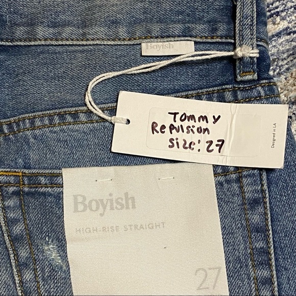 NWT Boyish Tommy High Rise Straight Leg Distressed Boyfriend Jeans Size 27 - Picture 5 of 16